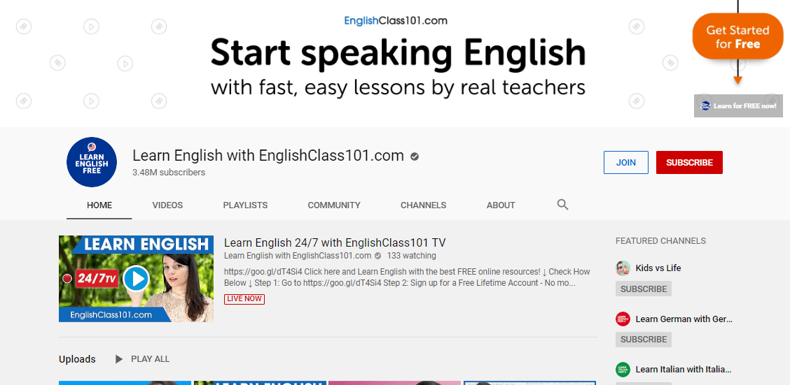 یادگیری زبان انگلیسی با یوتیوب learn english