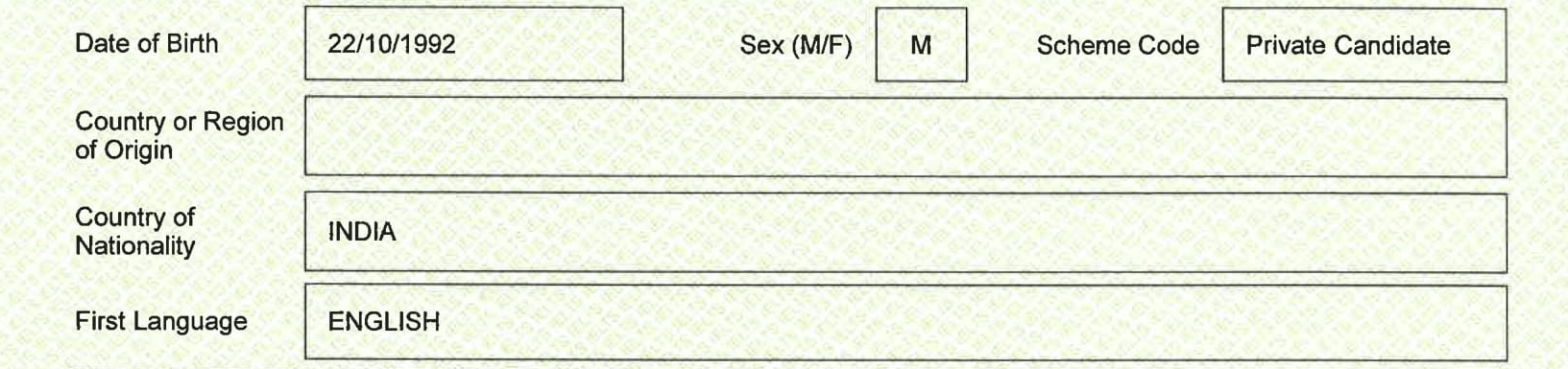 بخش اطلاعات تکمیلی داوطلب در کارنامه ielts