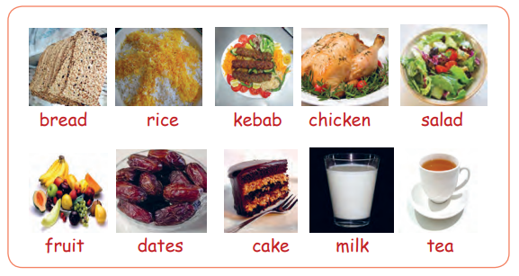 انواع غذا به انگلیسی