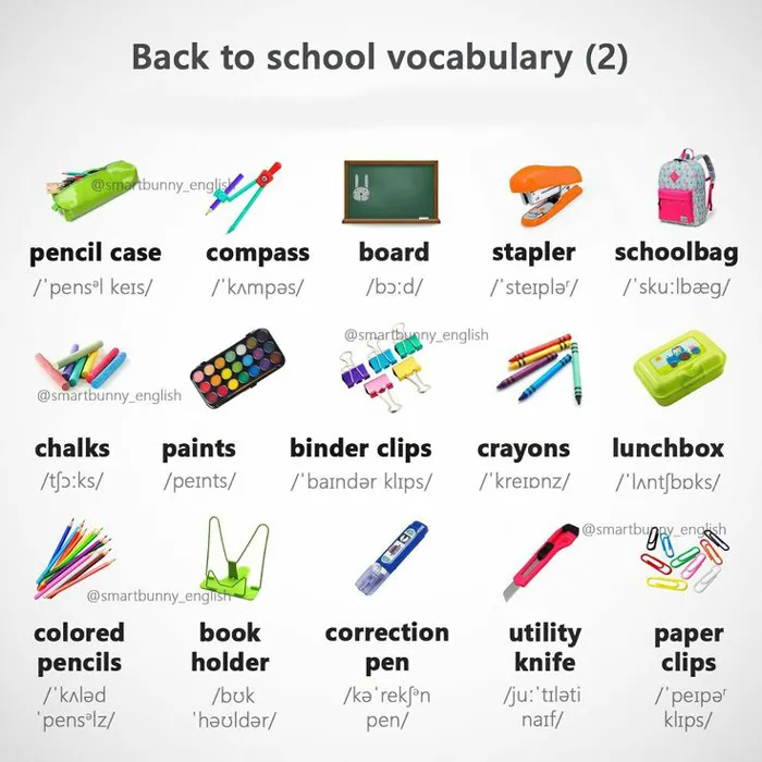 لوازم التحریر به انگلیسی