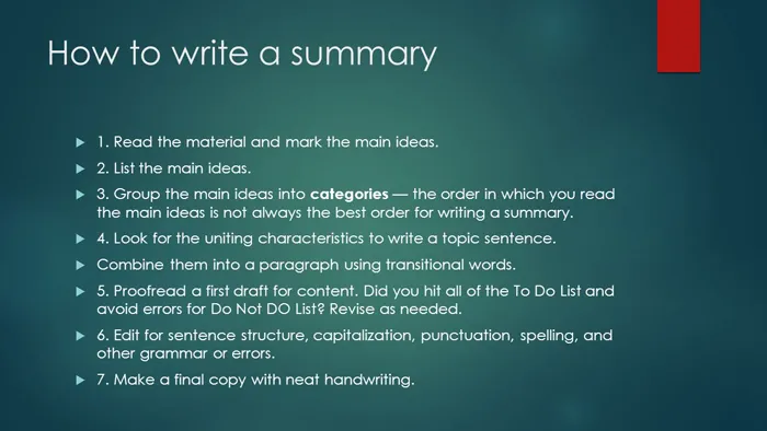 خلاصه نویسی به انگلیسی