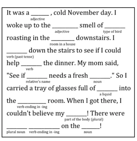 بازی Mad Libs یا داستان را کامل کن